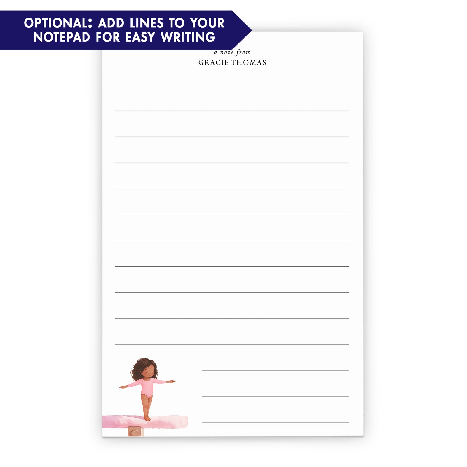 Gymnastics Personalized Notepad For Girls