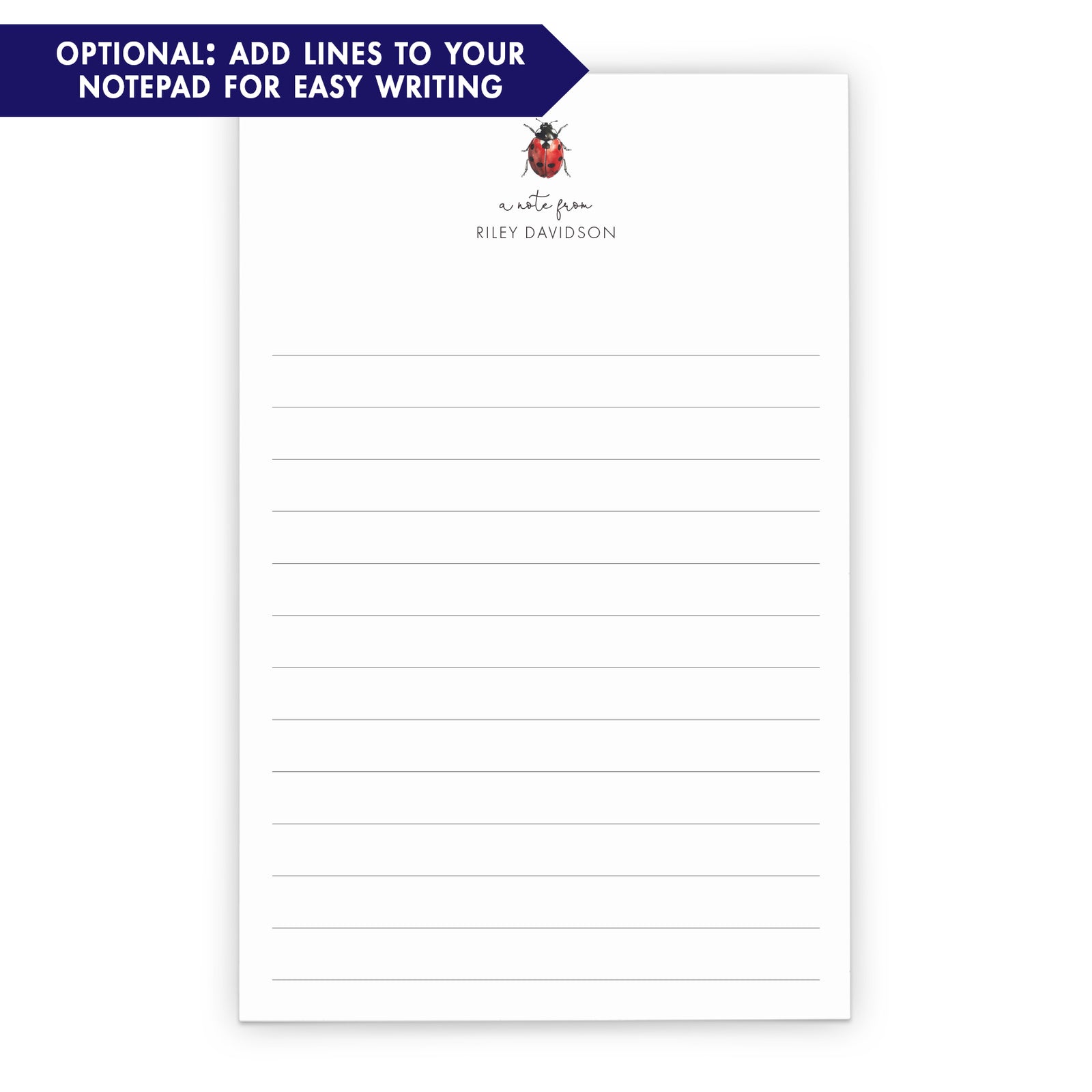 Ladybug Personalized Notepad For Kids