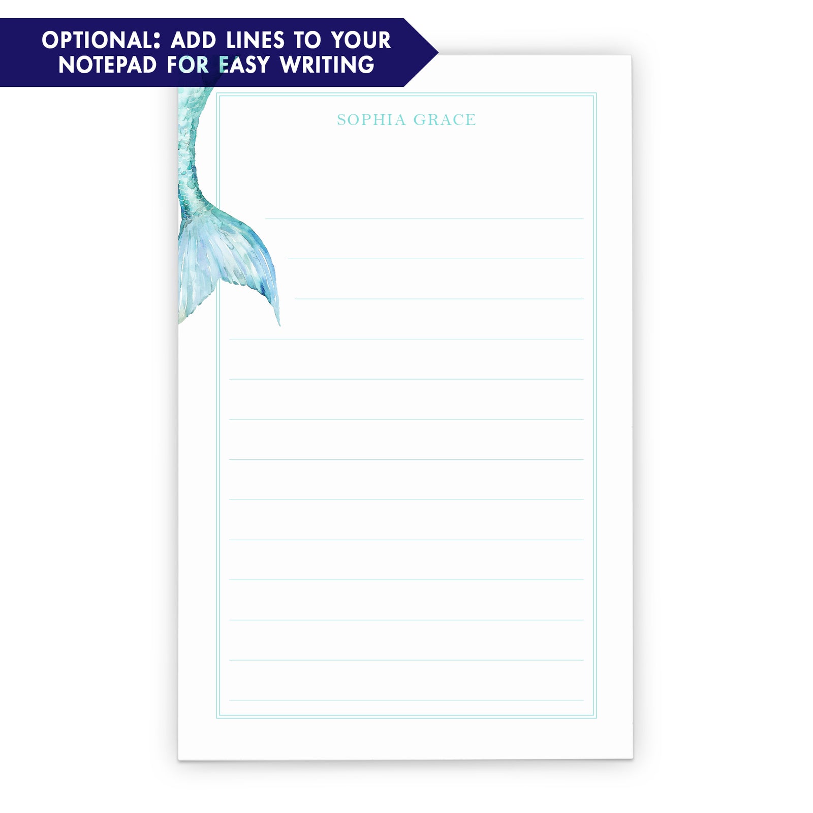 Mermaid Tail Personalized Notepad For Kids