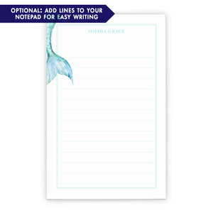 Mermaid Tail Personalized Notepad For Kids