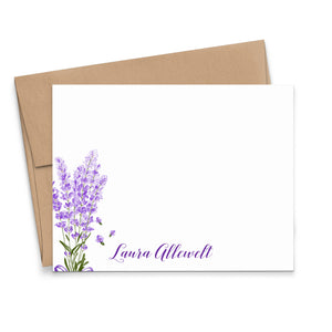 Elegant Lavender Plant Stationery Personalized Set