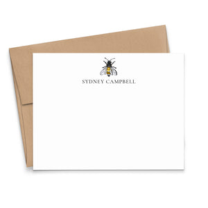 Elegant Bumble Bee Note Cards Personalized With Script Font