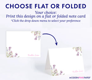 Purple Floral custom note cards for Women