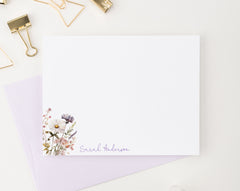 PS200 custom stationery cards with Wildflowers floral purple pink summer pretty cute