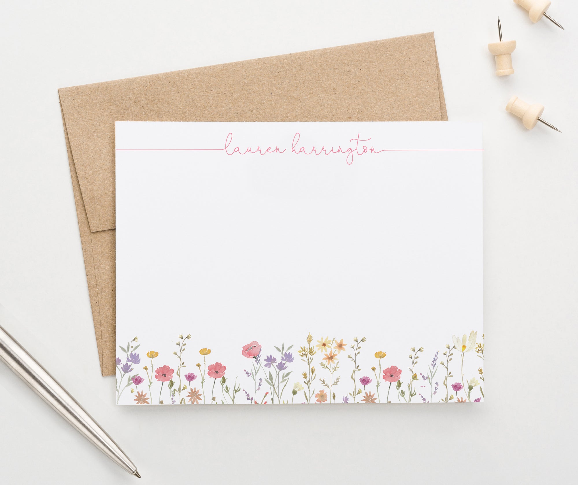 Fun Wildflower Personalized Stationery Note Cards