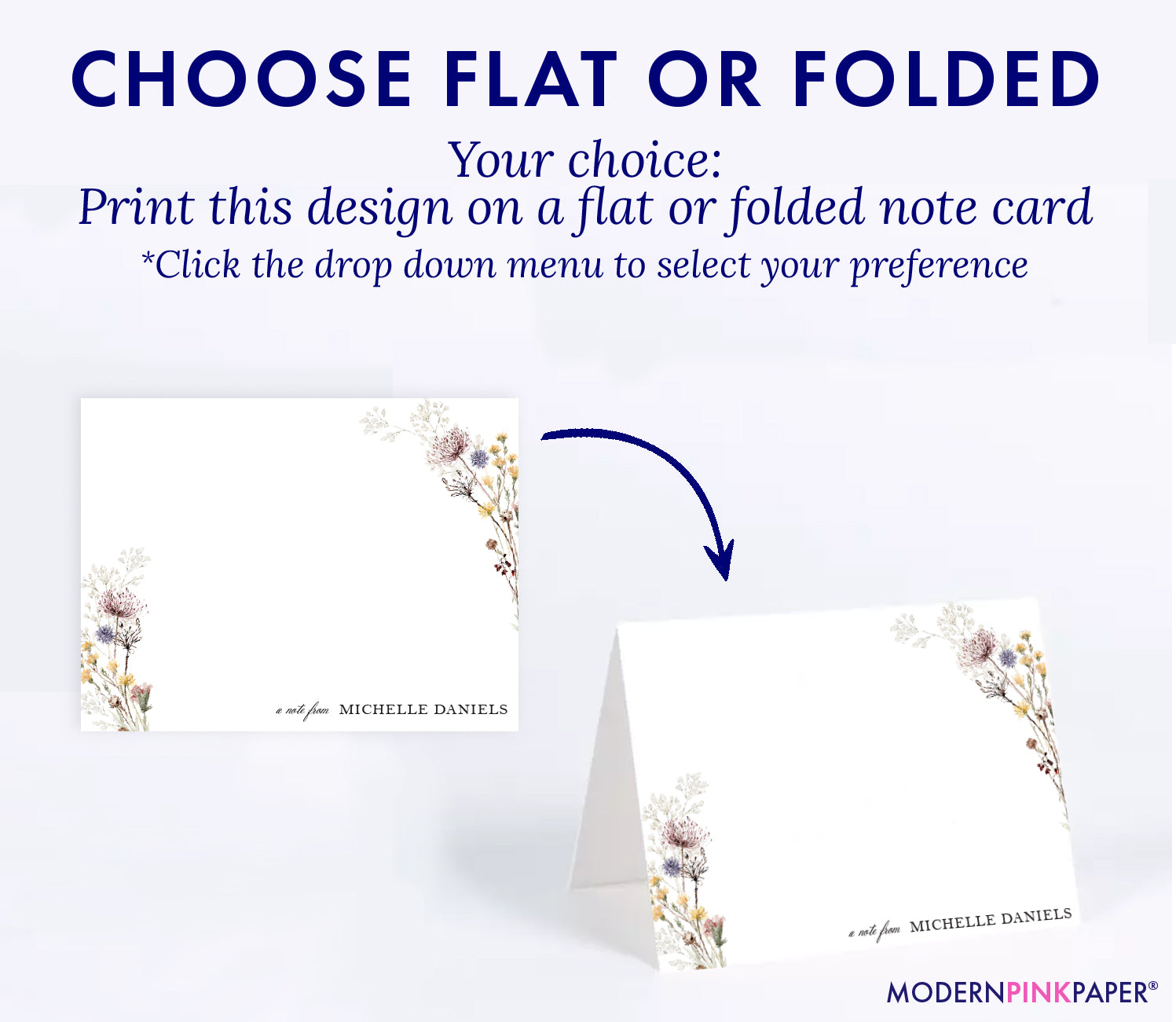 Elegant Watercolor Florals Custom Stationery Cards