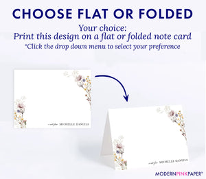 Elegant Watercolor Florals Custom Stationery Card