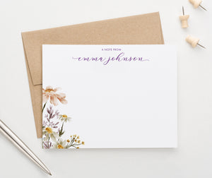Simple Wildflower Custom Note Cards With Envelopes