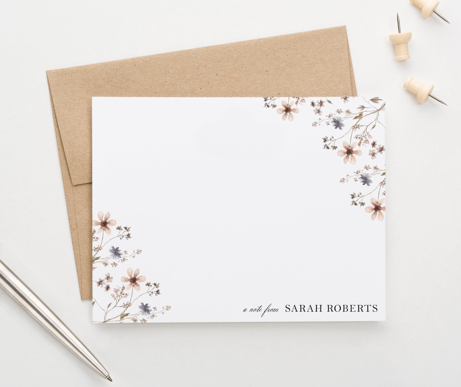 Delicate Wildflower Custom Stationery Cards