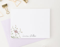 Soft Purple Wildflower personalised stationery Note Cards