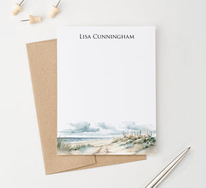 Watercolor Personalized Beach Stationery With Name