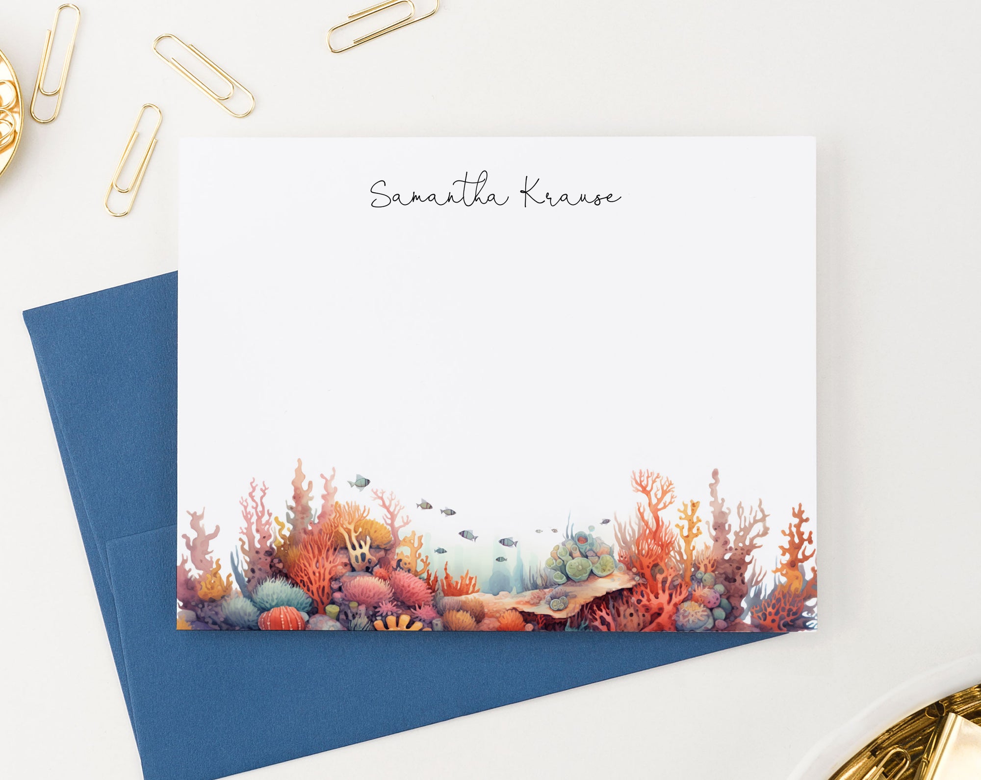 Colorful Personalized Coral Reef Stationery For Women