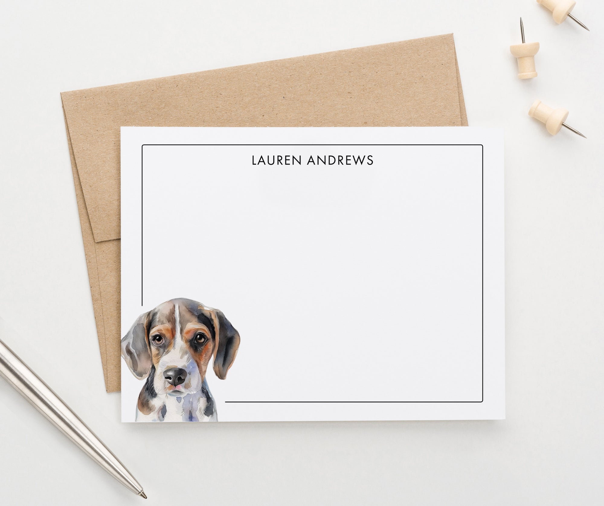 Personalized Beagle Notecards Or Choose Your Dog Breed 