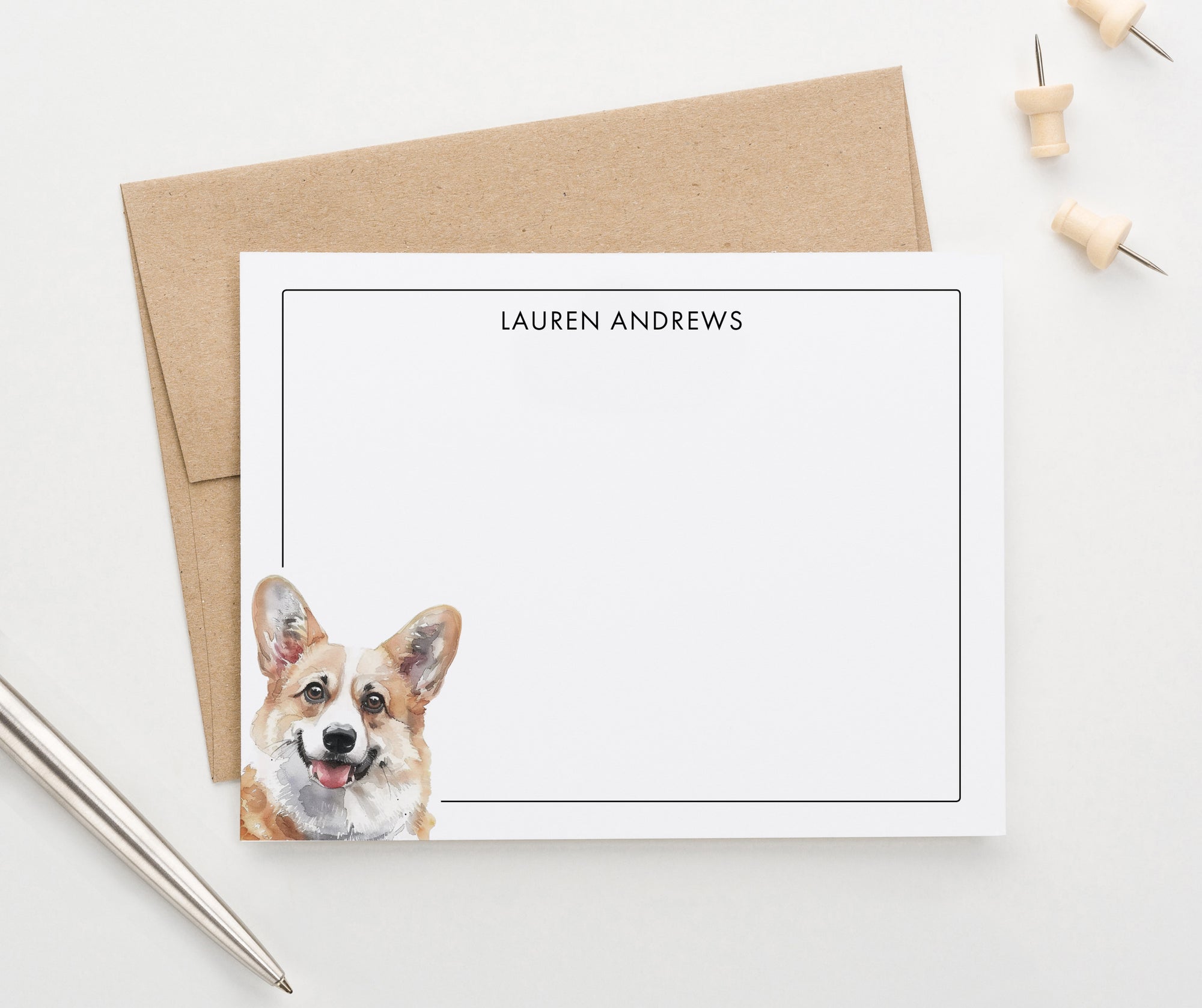 Personalized Corgi Note Cards Or Choose Your Dog Breed 