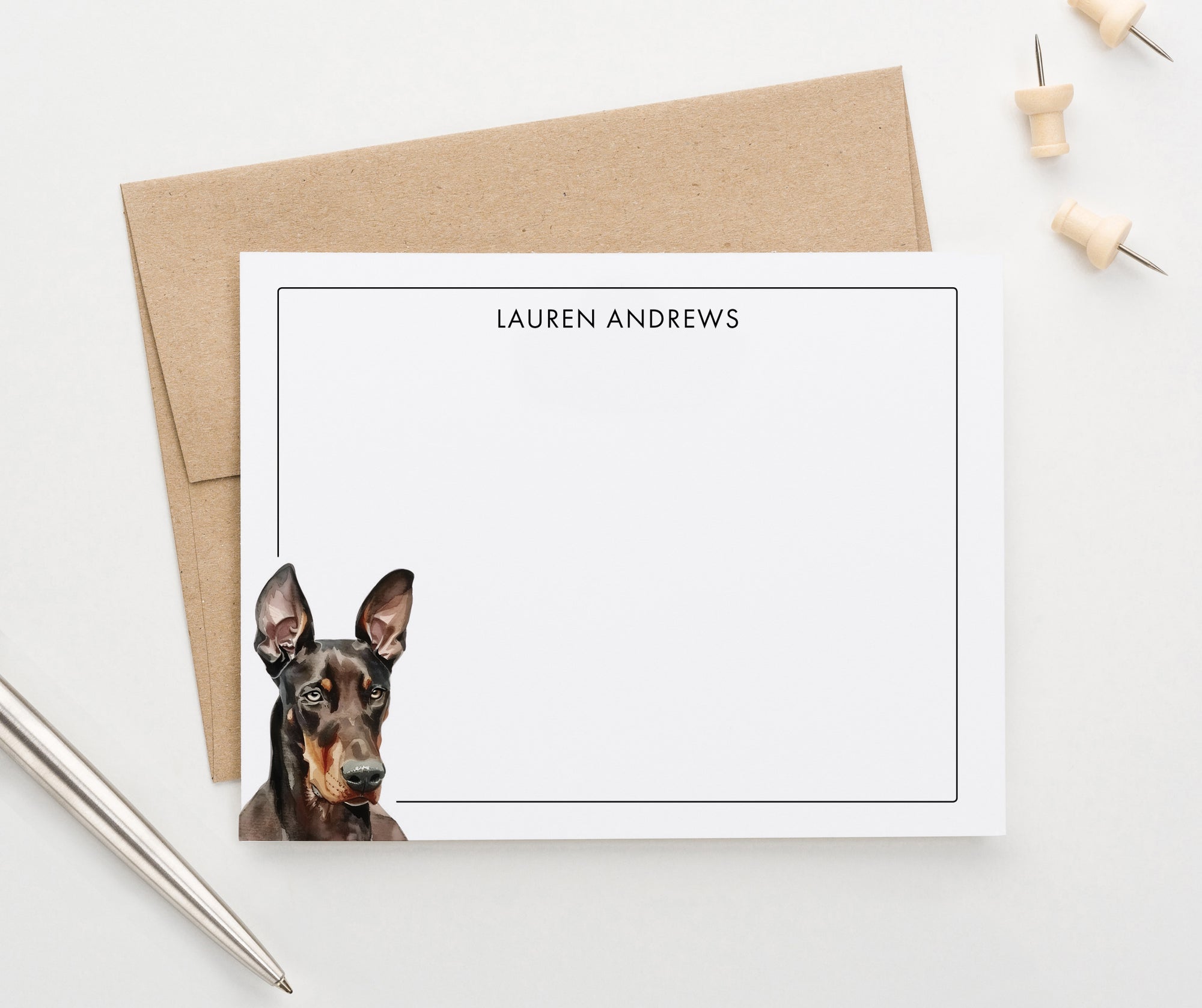 Personalized Doberman Notecards Or Choose Your Dog Breed 