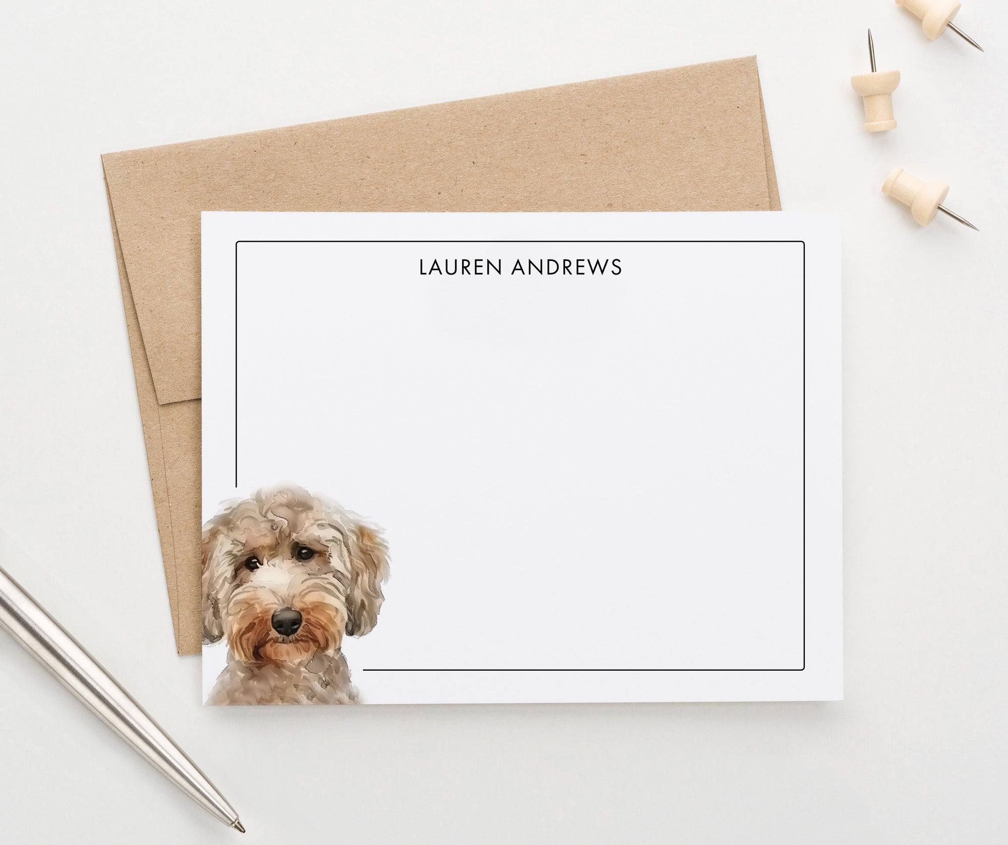 Custom Goldendoodle Stationery Cards Or Choose Your Dog Breed 