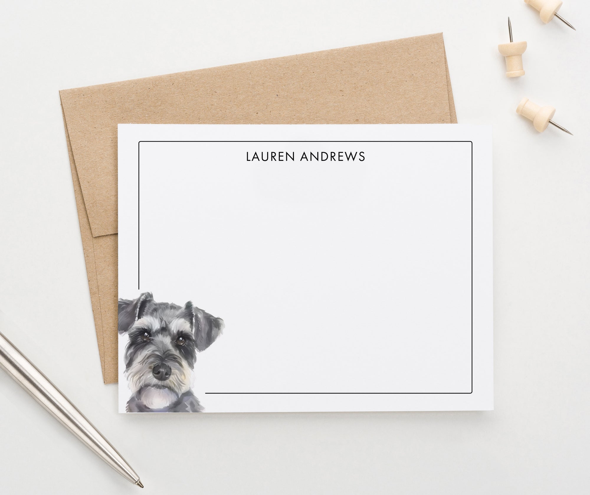 Personalized Schnauzer Notecards Or Choose Your Dog Breed