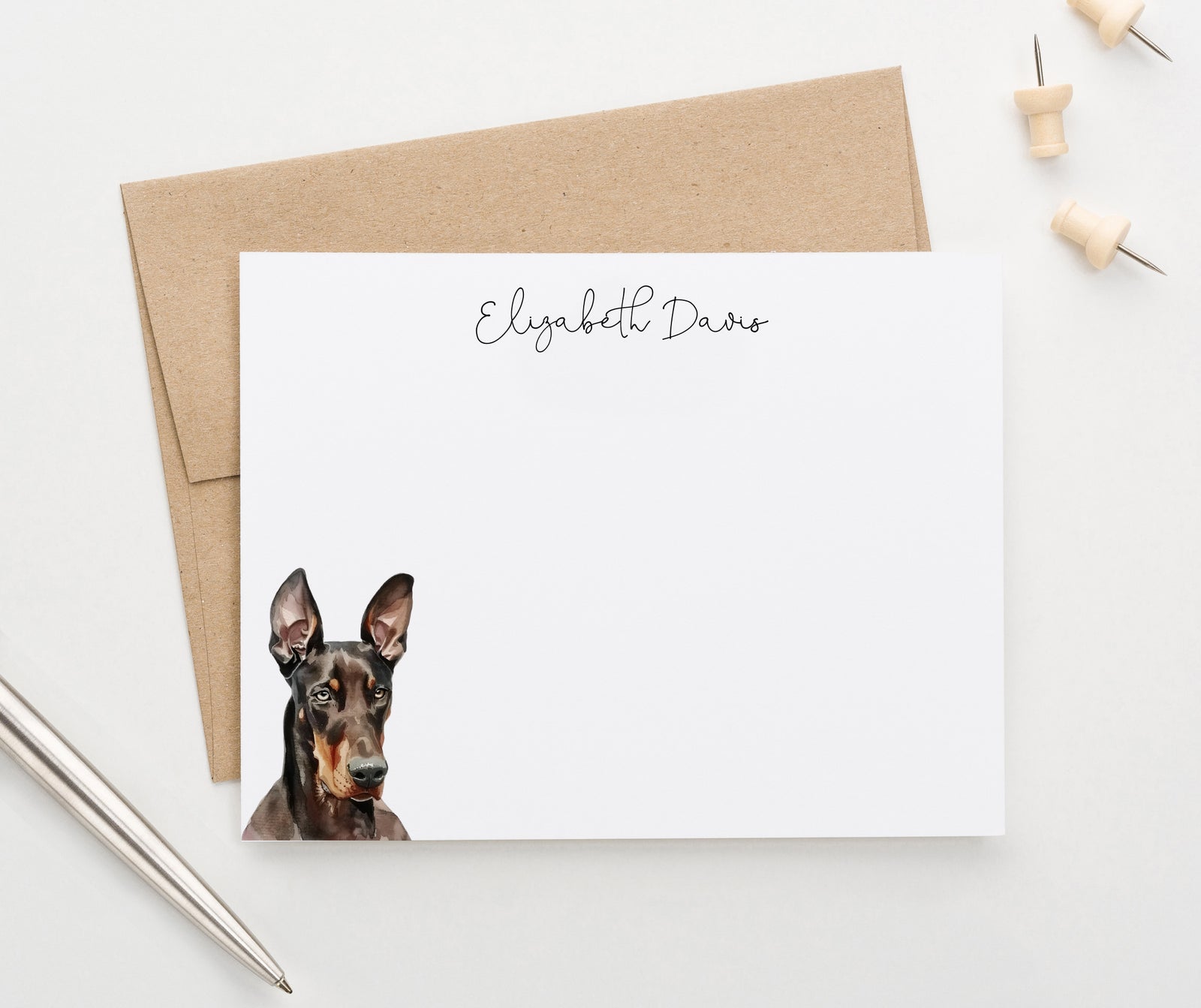 Custom Doberman Stationery Notecards Or Choose Your Dog Breed