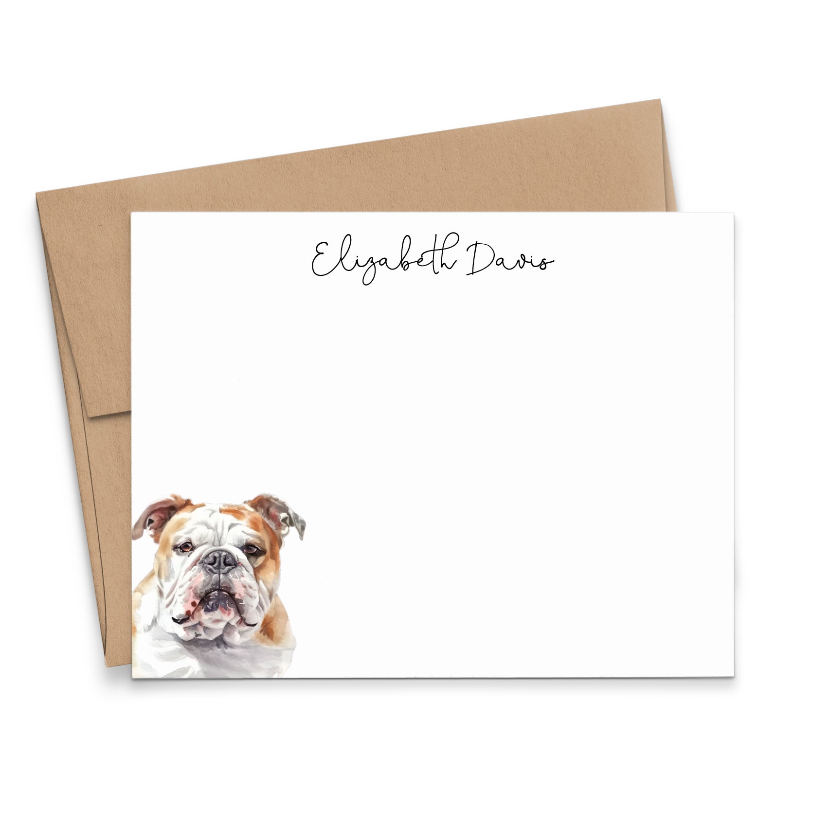 Personalized English Bulldog Notecards Or Choose Your Dog Breed