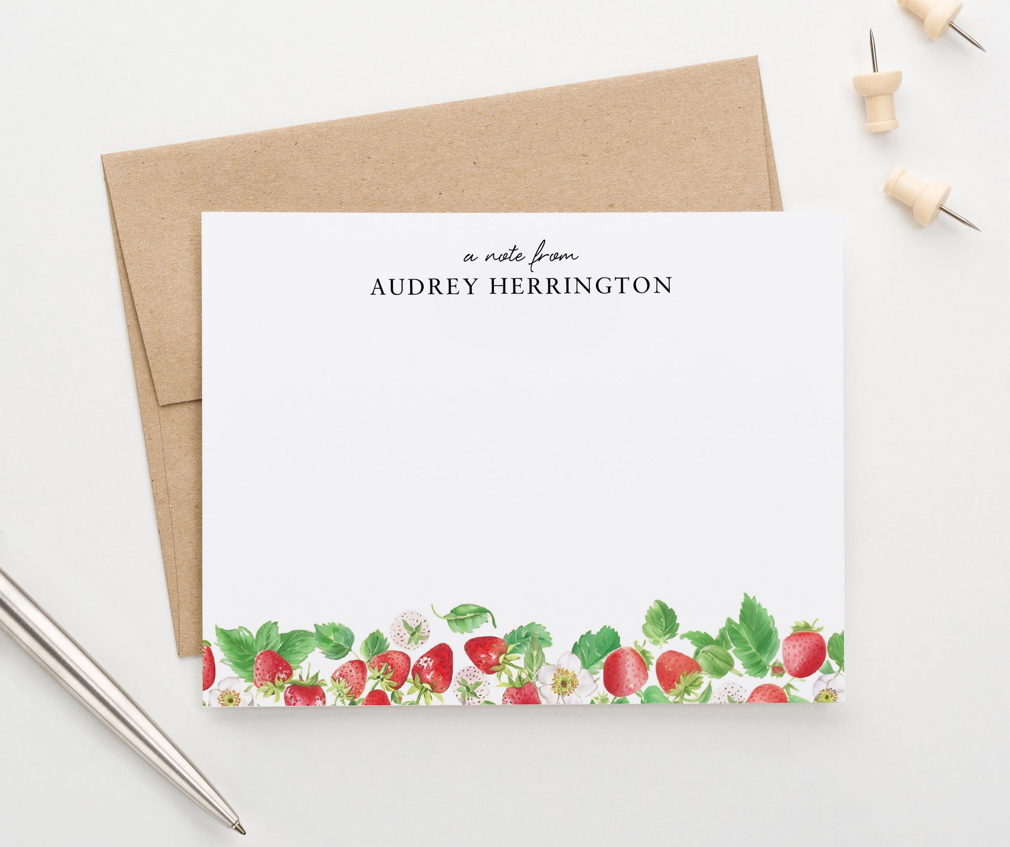 Cute Strawberry Custom Stationery Cards And Envelopes 