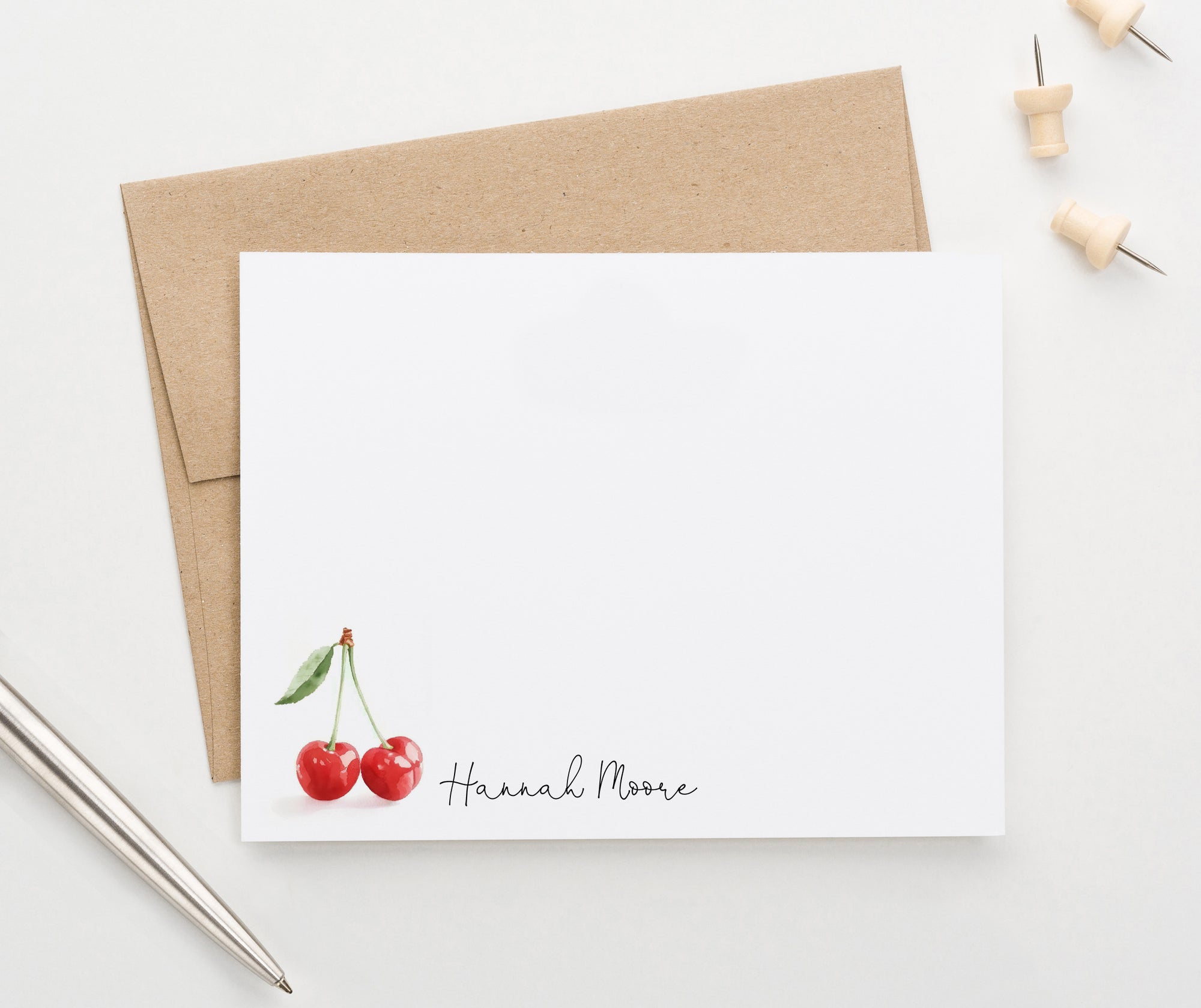 Vibrant Personalized Cherry Stationery Set For Adults