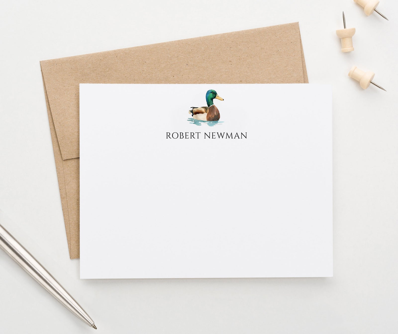 Rustic Personalized Duck Stationery For Letter Writing