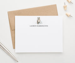 Watercolor Personalized Owl Note Cards And Envelopes