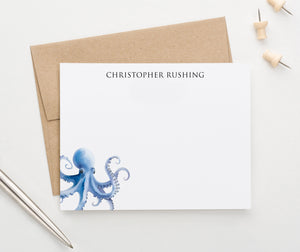 Personalized Watercolor Octopus Stationery With Name