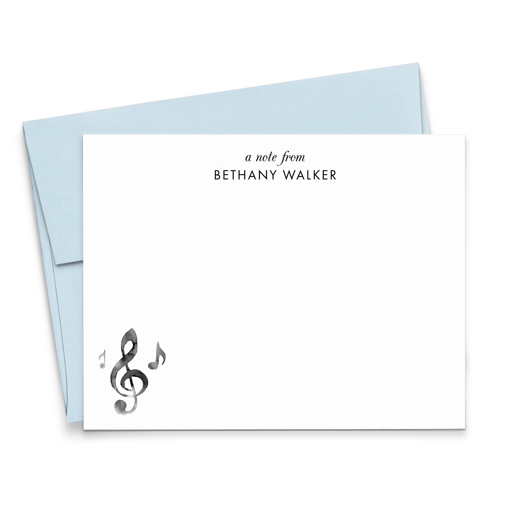 Personalized Note Cards And Envelopes With Music Notes