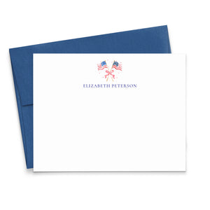 Watercolor American Flag Custom Stationery With Name