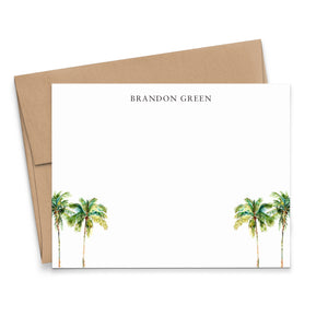 Watercolor Personalized Palm Tree Note Cards And Envelopes