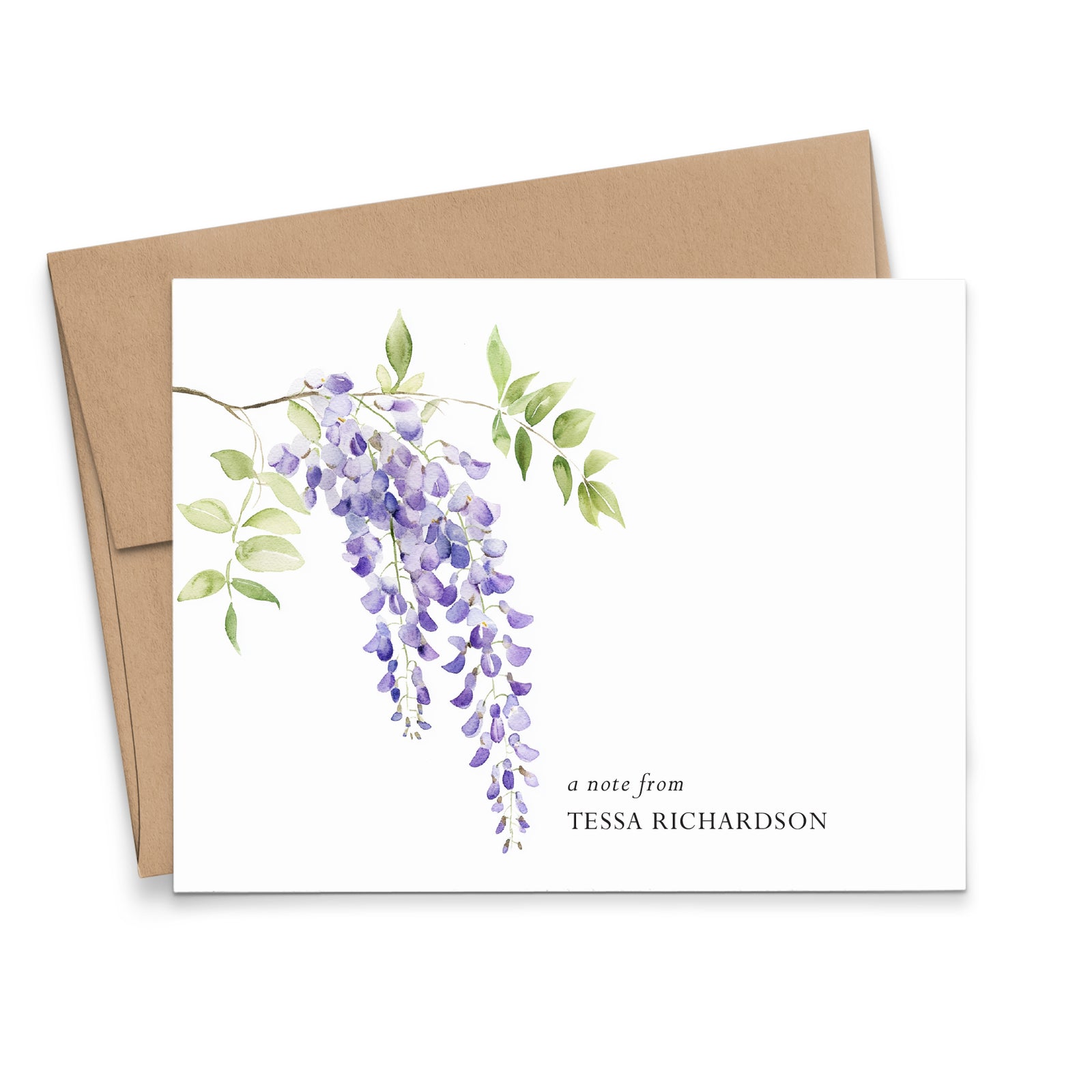 Purple Floral Stationery Personalized Note Cards Set