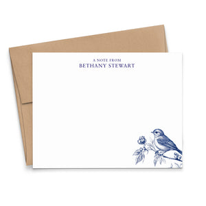 Blue Toile Personalized Stationery Note Cards And Envelopes