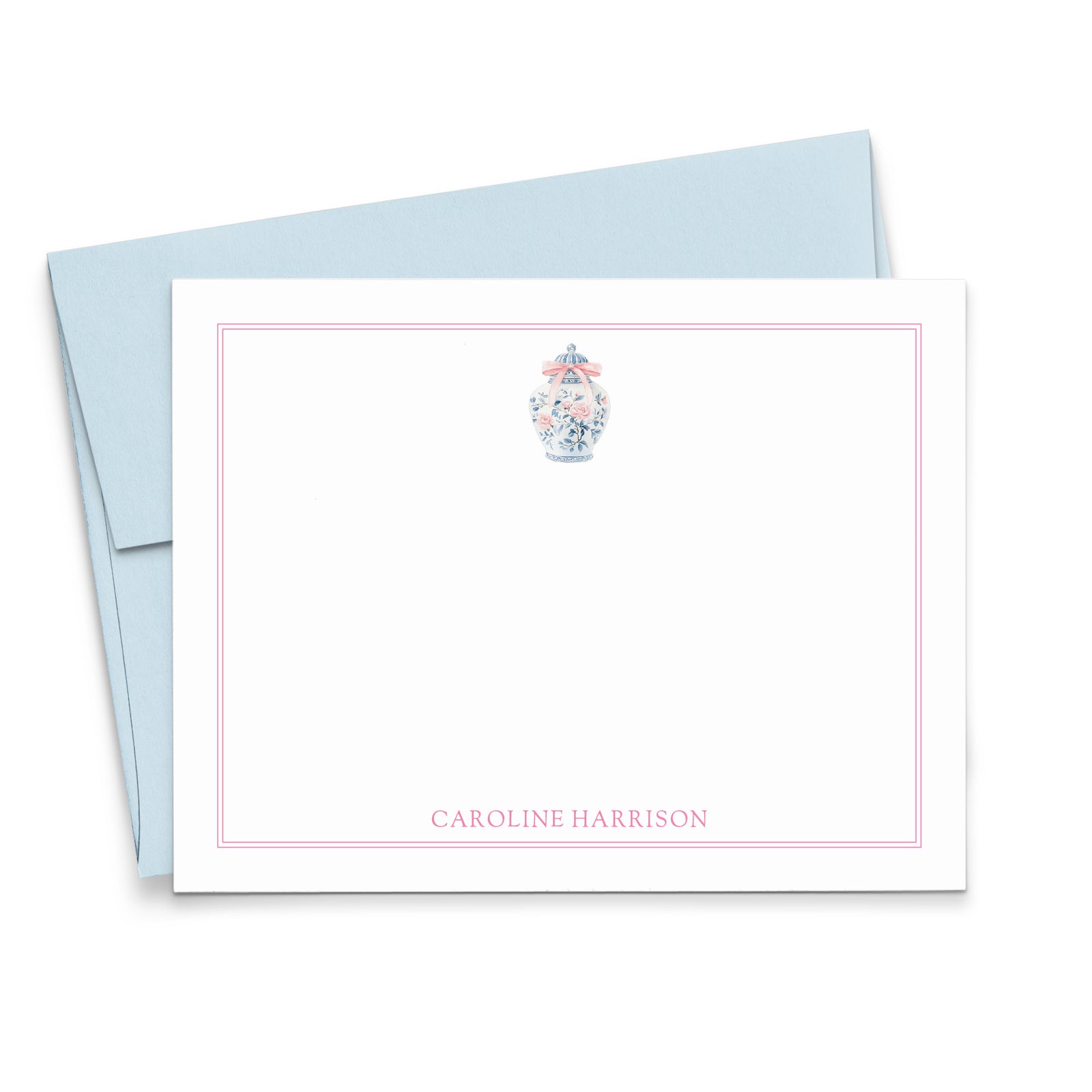 Pink Chinoiserie Personalized Stationery Set For Women