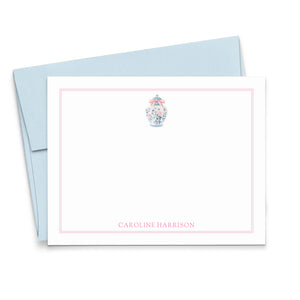 Pink Chinoiserie Personalized Stationery Set For Women