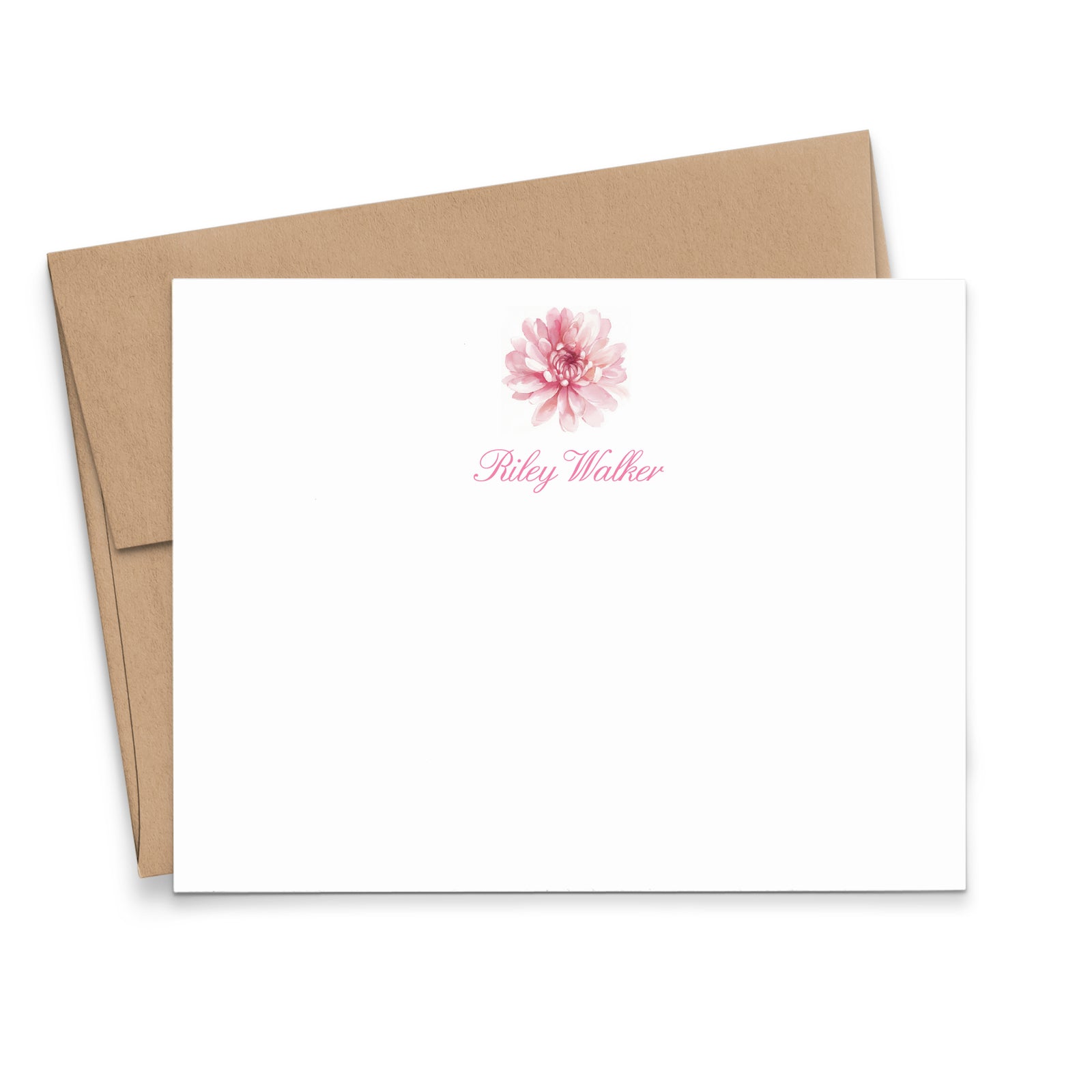 Pink Chrysanthemum Stationery Note Cards Personalized