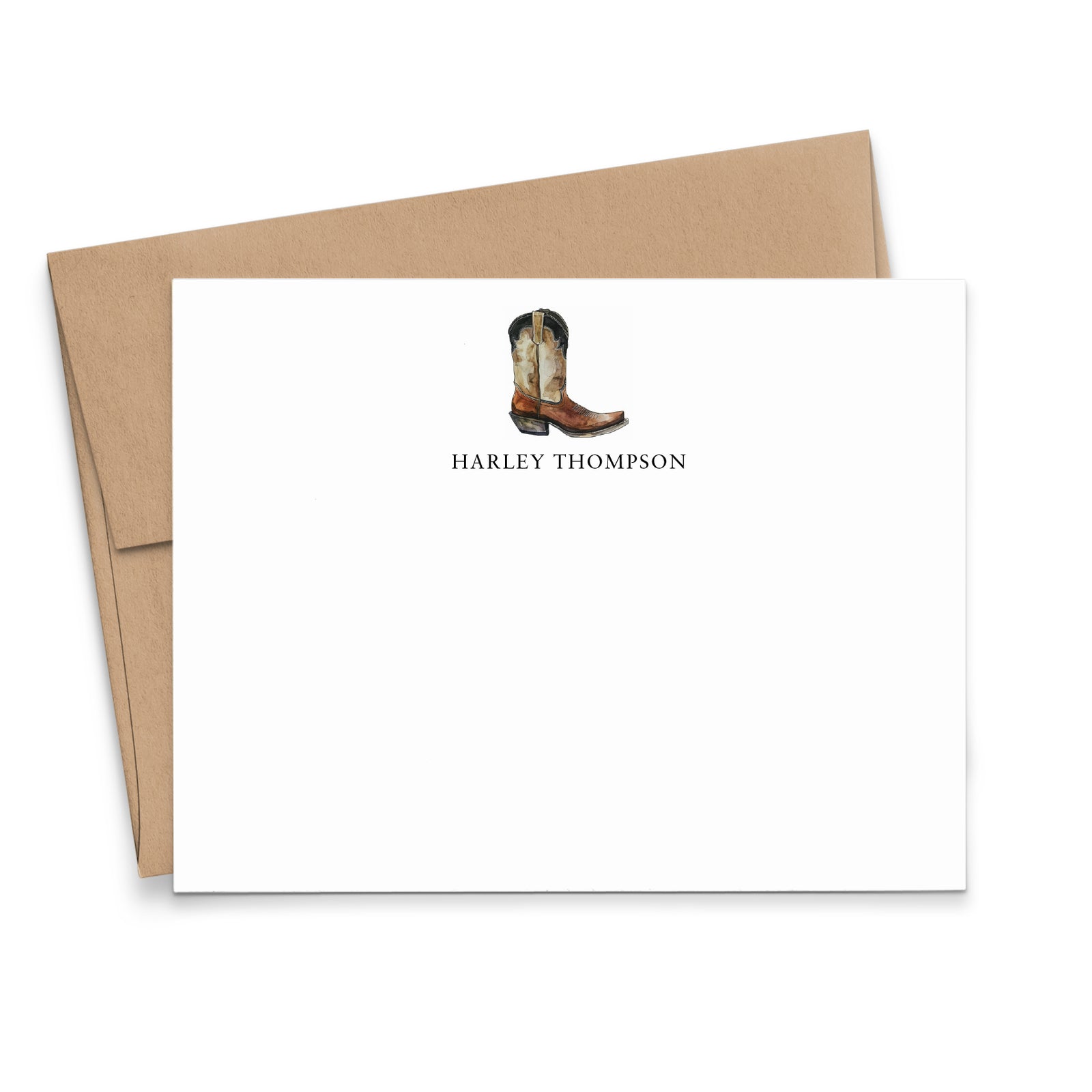 Western Themed Custom Stationery Cards With Cowboy Boot