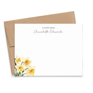 Yellow Daffodil Personalized Note Cards For Women