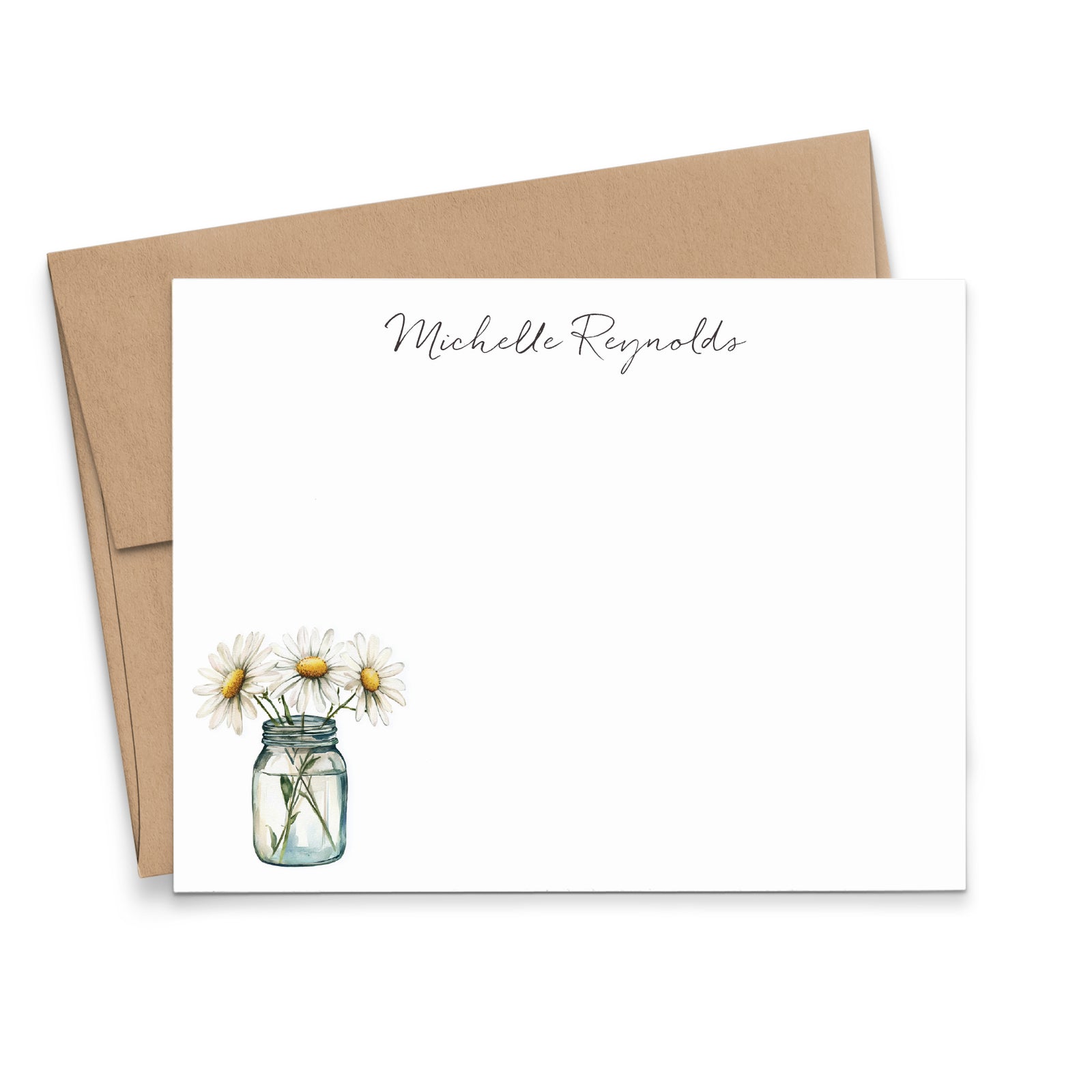Daisy Flower Custom Stationery Set With Envelopes
