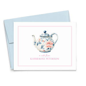 Tea Themed Stationery Thank You Cards With Flowers