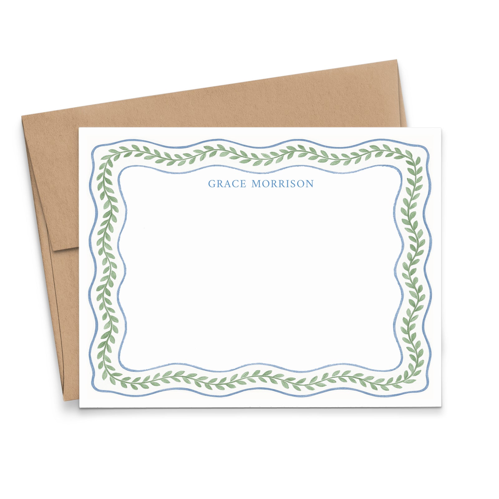 Blue And Green Botanical Stationery Note Card Set