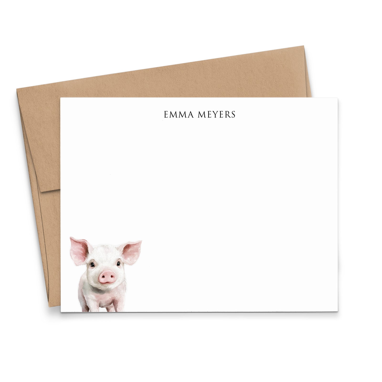 Farm Themed Stationery Note Cards With Pigs