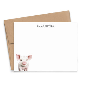 Farm Themed Stationery Note Cards With Pigs