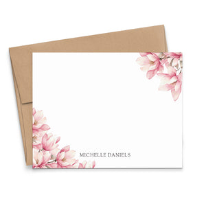Pink Magnolia Thank You Cards Personalized With Name