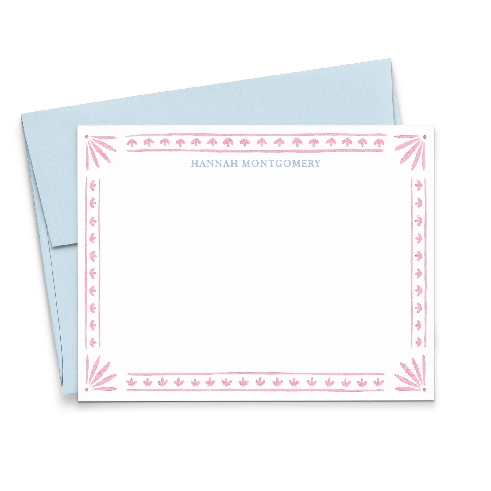 Pink Preppy Stationery Note Cards With Border
