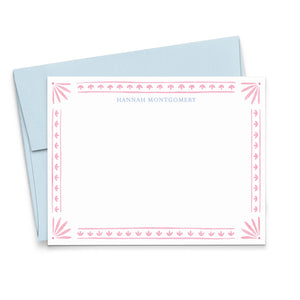 Pink Preppy Stationery Note Cards With Border