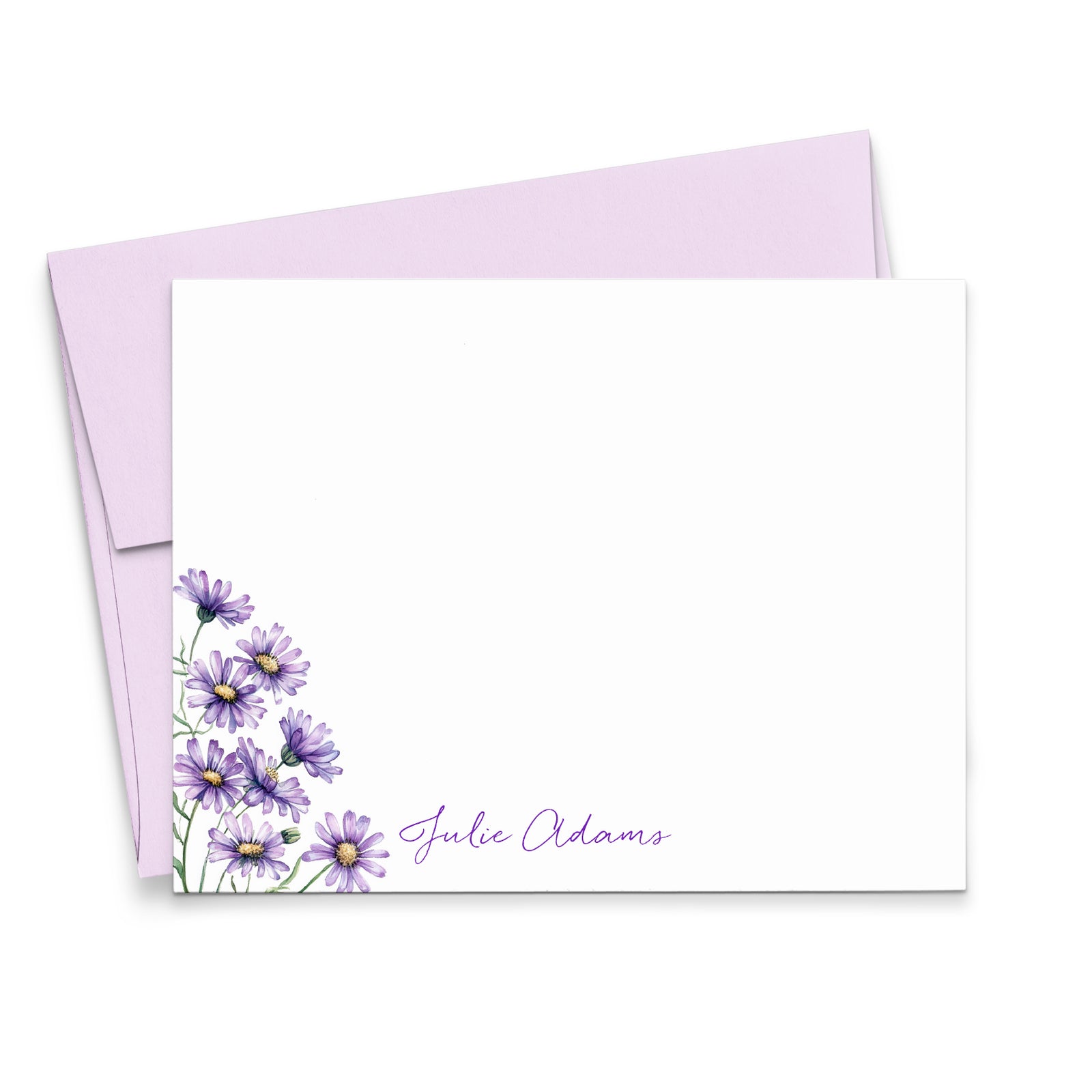 Purple Flower Stationery Note Cards