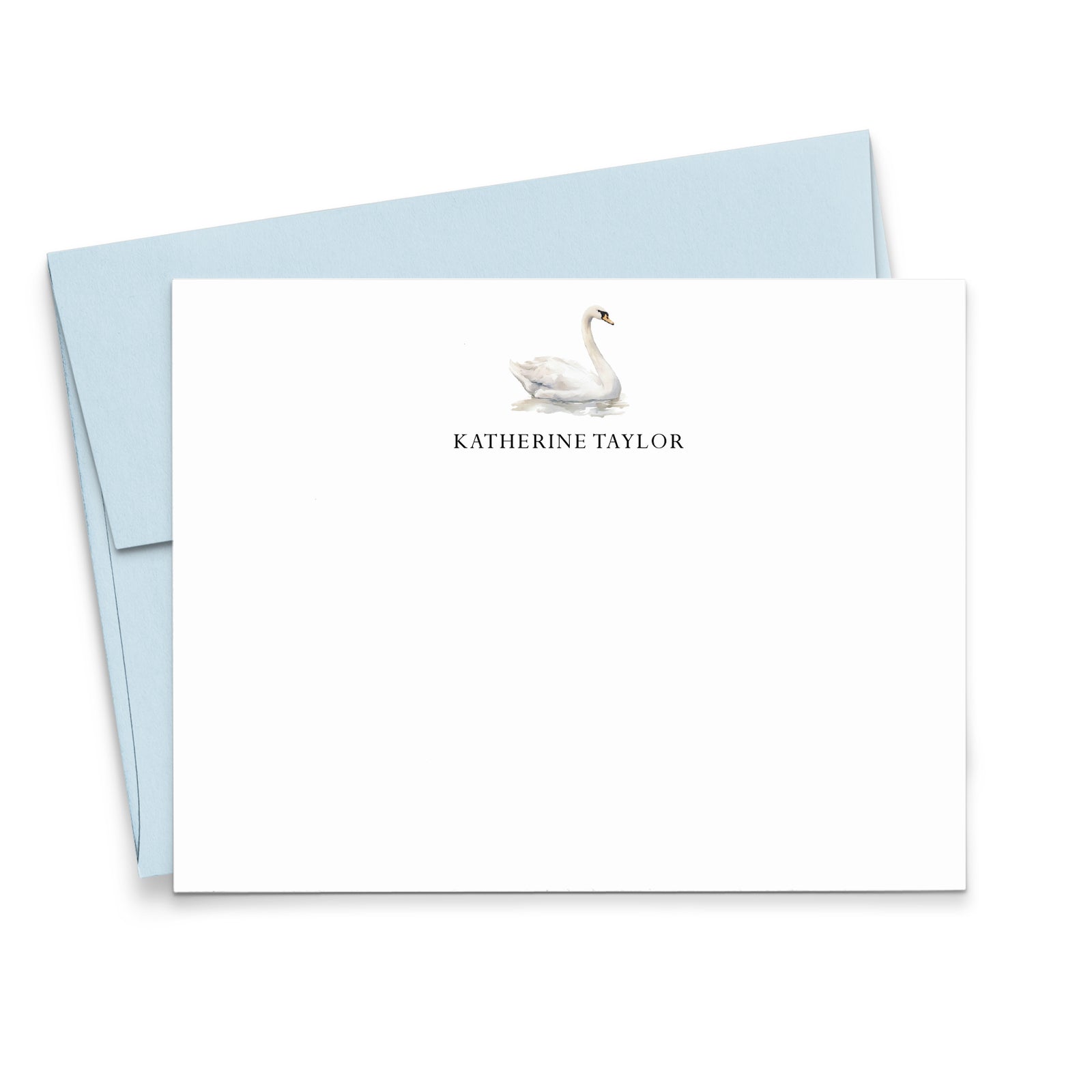 Watercolor Swan Personalized Stationery Cards