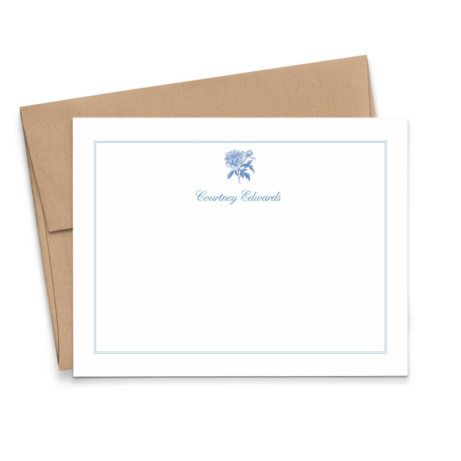 Blue Peony Personalized Stationery For Women