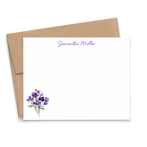 Purple Violet Personalized Stationery Note Cards